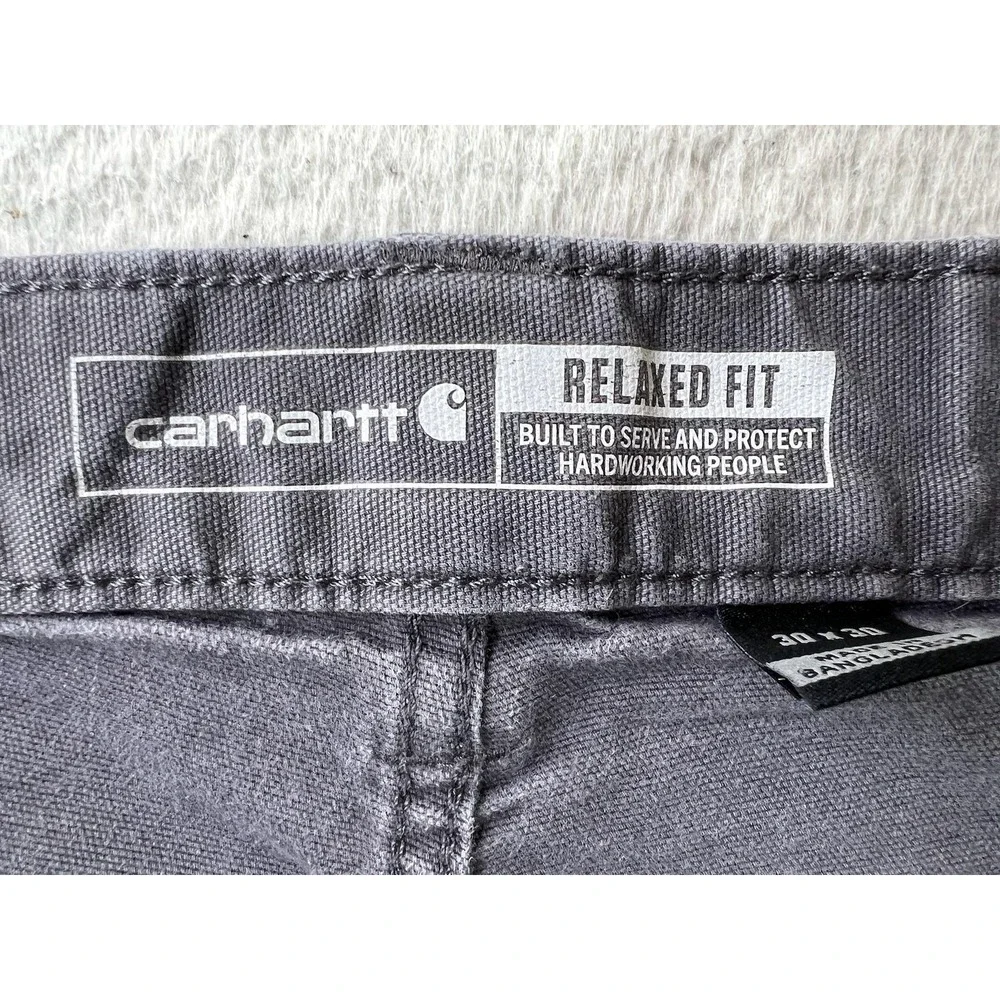 Carhartt Mens 30x30 Gray Rugged Flex Relaxed Fit Canvas Carpenter Pants BN2517-M
